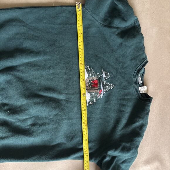 Vtg Embroidered Christmas Sweatshirt, Cardinal Snowy Pines, Wreath Cottagecore S - Picture 7 of 8